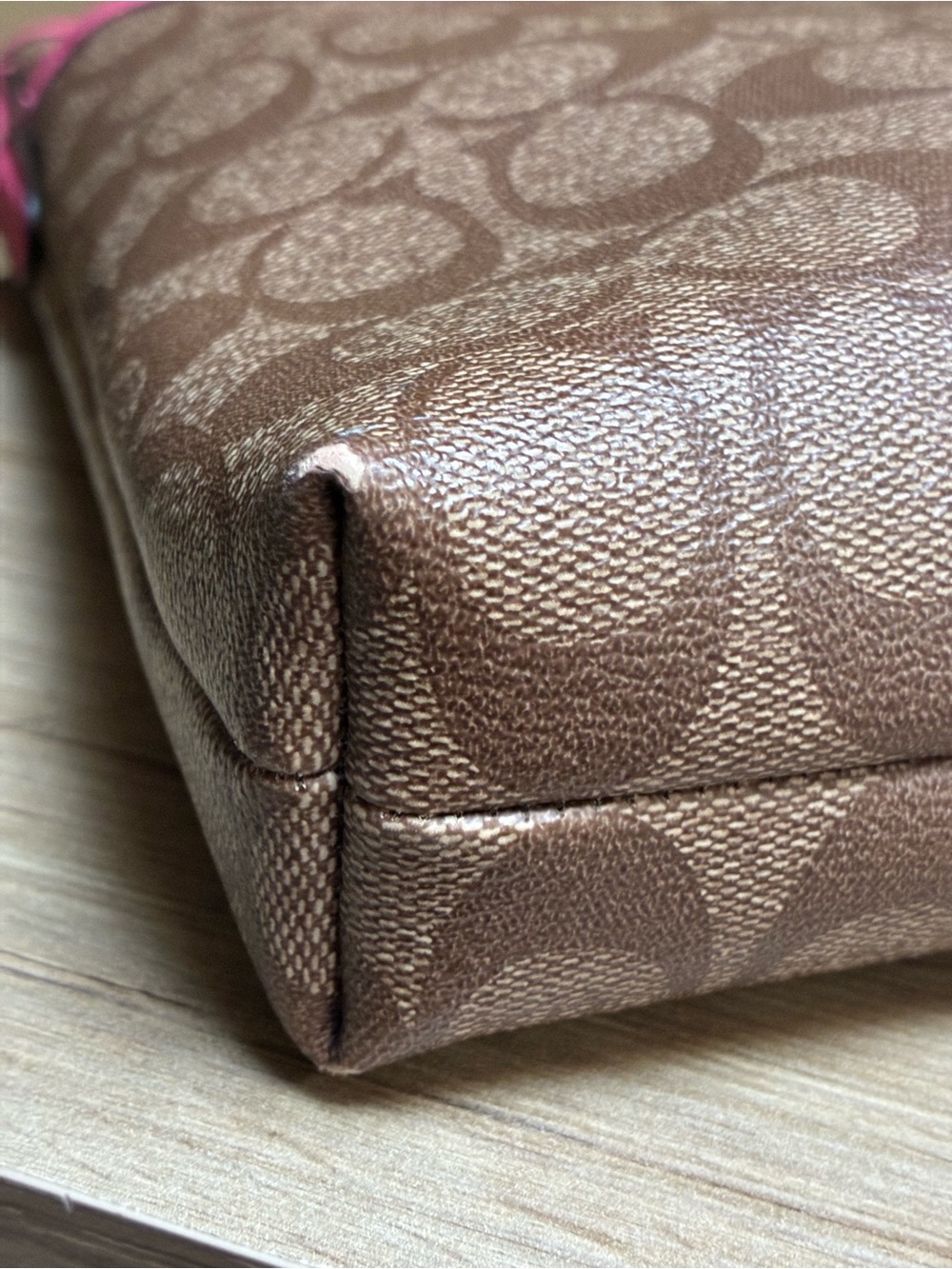 Coach Signature File Bag - Brown/Tan/Raspberry 10x12.5 - Picture 7 of 12